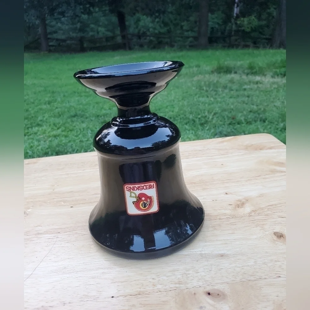Vintag Redskins Washington Black Glass Amethyst Urn‎ Footed Vase Candle Holder